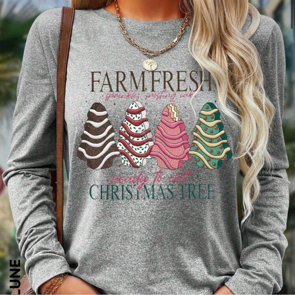 🎄SHEIN Christmas Tree Cake LS tee